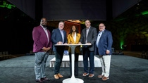 On September 12, 2024, leaders from BASF, MANRRS and AFA signed the agreement for CORE Synergy at the National Business Conference of U.S. Agricultural Solutions at BASF. From Left: Courtney White, Head of Human Resources for Agricultural Solutions North America at BASF; Paul Rea, Senior Vice President for Agricultural Solutions North America at BASF; Ebony Webber, MANRRS CEO; Mark Stewart, AFA CEO; and Scott Kay, Vice President of U.S. Agricultural Solutions at BASF.