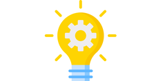 Light bulb icon with a gear in the bulb Light bulb icon with a gear in the bulb