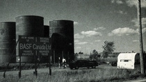 A black-and-white photo of an early BASF Canada Plant