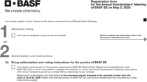 Graphic: Registration form for the Annual Shareholders’ Meeting of BASF SE on May 2, 2025