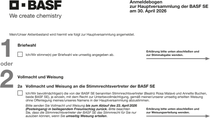 Grafik: Anmeldebogen zur Hauptversammlung der BASF SE am 30. April 2026