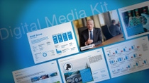 different presentation slides arranged on blue background different presentation slides arranged on blue background