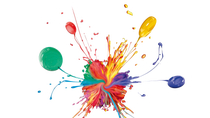 Colorful paint splashing on black Colorful paint splashing on black