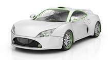 Model of a white sports car Model of a white sports car