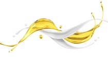 Floral oil with cream splash. Concept. 3D Render Floral oil with cream splash. Concept. 3D Render