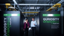 BASF has started up a new supercomputer at its Ludwigshafen site. The new BASF supercomputer, named Quriosity like its predecessor, is the world’s largest supercomputer used in industrial chemical research. Significantly more complex modeling, virtual experiments and simulations are possible with its 3 petaflops computing power (1 petaflops equals one quadrillion floating point operations per second). Dr. Melanie Maas-Brunner, member of the Board of Executive Directors and Chief Technology Officer of BASF (left), and Dr. Stephan Schenk, Product Manager High Performance Computing at BASF, at BASF's new supercomputer. BASF has started up a new supercomputer at its Ludwigshafen site. The new BASF supercomputer, named Quriosity like its predecessor, is the world’s largest supercomputer used in industrial chemical research. Significantly more complex modeling, virtual experiments and simulations are possible with its 3 petaflops computing power (1 petaflops equals one quadrillion floating point operations per second). Dr. Melanie Maas-Brunner, member of the Board of Executive Directors and Chief Technology Officer of BASF (left), and Dr. Stephan Schenk, Product Manager High Performance Computing at BASF, at BASF's new supercomputer.
