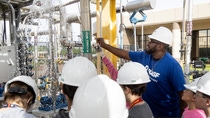 Texas fifth graders explore the Brazosport College PET (Process Equipment Trainer), which simulates what it's like to be at an industrial facility, as part of BASF's Responsible Care Week. Texas fifth graders explore the Brazosport College PET (Process Equipment Trainer), which simulates what it's like to be at an industrial facility, as part of BASF's Responsible Care Week.