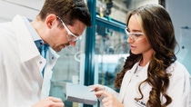 BASF employees inspecting Cavipor in the lab. BASF employees inspecting Cavipor in the lab.