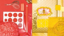 Mark Gutjahr Moodboard mit roten und gelben Gegenständen. Mark Gutjahr Moodboard mit roten und gelben Gegenständen.