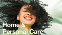Smiling woman with curly hair  Smiling woman with curly hair