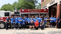 Students participating in basf's Tech Academy visiting the Wyandotte Fire Department.jpg