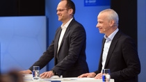 Dr. Dirk Elvermann, finančný riaditeľ BASF SE (vľavo) a Dr. Markus Kamieth predseda predstavenstva BASF SE (vpravo)