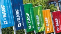 BASF-Fahnen am Standort Ludwigshafen BASF-Fahnen am Standort Ludwigshafen