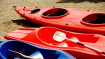 High angle view of kayaks, Sorrento, Sorrentine Peninsula, Naples Province, Campania, Italy High angle view of kayaks, Sorrento, Sorrentine Peninsula, Naples Province, Campania, Italy