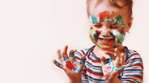 beautiful  little baby girl doing make up (humorous picture) beautiful  little baby girl doing make up (humorous picture)
