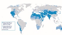 World map showing sustainable water management in blue World map showing sustainable water management in blue