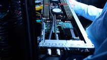 BASF has started up a new supercomputer at its Ludwigshafen site. The new BASF supercomputer, named Quriosity like its predecessor, is the world’s largest supercomputer used in industrial chemical research. Significantly more complex modeling, virtual experiments and simulations are possible with its 3 petaflops computing power (1 petaflops equals one quadrillion floating point operations per second). Quriosity has more than 1,000 compute nodes and 3,000 terabytes of storage capacity. The photo shows a close-up of a compute node of BASF's new supercomputer. BASF has started up a new supercomputer at its Ludwigshafen site. The new BASF supercomputer, named Quriosity like its predecessor, is the world’s largest supercomputer used in industrial chemical research. Significantly more complex modeling, virtual experiments and simulations are possible with its 3 petaflops computing power (1 petaflops equals one quadrillion floating point operations per second). Quriosity has more than 1,000 compute nodes and 3,000 terabytes of storage capacity. The photo shows a close-up of a compute node of BASF's new supercomputer.
