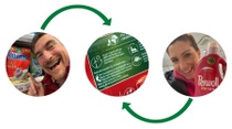 Membri del team BASF che mostrano prodotti Henkel le cui confezioni recano informazioni sul processo di Biomass Balance. Membri del team BASF che mostrano prodotti Henkel le cui confezioni recano informazioni sul processo di Biomass Balance.