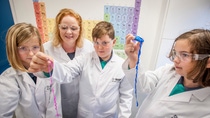 Judith Cummins MP joins children from Hill Top Church of England Primary School in an experiment at the BASF Kids' Lab in Bradford. Judith Cummins MP joins children from Hill Top Church of England Primary School in an experiment at the BASF Kids' Lab in Bradford.