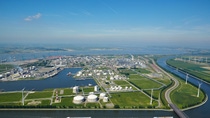 Aerial view of BASF Antwerp and a blue sky