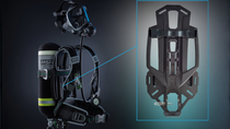 The carrier plate of the MSA M1 breathing apparatus is made from Ultramid® A3XZC3 ESD - a highly impact modified, carbon fiber reinforced plastic with V 0 flame retardancy from 1.5 mm, reduced surface resistivity for more safety in EX zones, and high mechanical stability - the handle of the carrier plate is rated for emergency loads up to 200 kg.
Photo: BASF