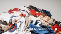 Pile of used sports jerseys  