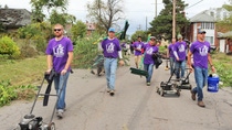 BASF employees gear up to tackle blight in the Durfee neighborhood. 
