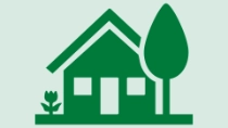 House and tree icon symbolizing work-life balance. House and tree icon symbolizing work-life balance.
