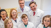 Joanne Love,, Judith Cummins, Dave Calder and Andrew Weatherall pictured with children from Hill Top Church of England Primary School at the opening of the BASF Kids' Lab in Bradford. Joanne Love,, Judith Cummins, Dave Calder and Andrew Weatherall pictured with children from Hill Top Church of England Primary School at the opening of the BASF Kids' Lab in Bradford.