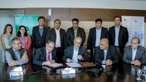 Seen in the photograph (From L – R seated) is Faisal Akhtar (MD BASF Chemical and Polymers Pakistan (Pvt.) Limited) and Ruhail Mohammed (CEO Engro Fertilizers Limited).
