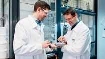 BASF employees inspecting Cavipor in the lab. BASF employees inspecting Cavipor in the lab.