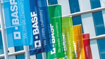 BASF flags at the Ludwigshafen site