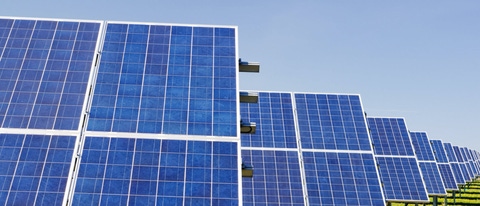 Solar modules on a green field Solar modules on a green field