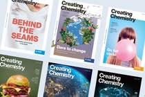 Collage of past BASF magazine covers