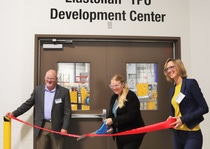 Elastollan TPU Development Center Open Ceremony.  Left to right: Greg Pflum, Vice President and General Manger Midwest Hub, Dr. Anne Shim, Director of New Markets and Product Development, Performance Materials NA and Alisha Klekamp, Business Director, Industrial, Performance Materials NA. 