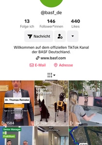 BASF startete am 26. März 2025 ihren TikTok-Kanal.
