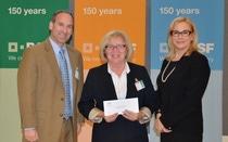 Pictured from left to right, Jim Flynn, Principal; Antoinette Margaretta, Supervisor of Math and Science; Robin Rotenberg, Vice President of Corporate Communications for BASF in North America Pictured from left to right, Jim Flynn, Principal; Antoinette Margaretta, Supervisor of Math and Science; Robin Rotenberg, Vice President of Corporate Communications for BASF in North America