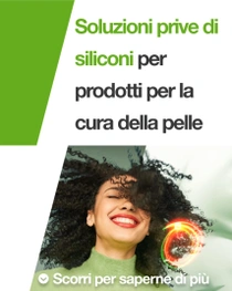 Una donna sorridente con i capelli neri ricci. Un vortice luminoso si aggira sui suoi capelli. Il testo sull’immagine recita: “Soluzioni senza silicone per prodotti per la cura della pelle”. Una donna sorridente con i capelli neri ricci. Un vortice luminoso si aggira sui suoi capelli. Il testo sull’immagine recita: “Soluzioni senza silicone per prodotti per la cura della pelle”.