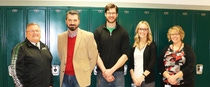 Jeffrey Cassell, Greenville High School Principal and Sheila Reichard (far right), Greenville High School chemistry teacher, thank (left to right) Javier De Cruz Diez, BASF Technical Manager; Randy Silvey, BASF QA Lab Supervisor and Allison Wasson, BASF Site Administrative Assistant for their donation.