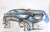 Omar Gonzalez’s first round sketch featuring BASF Nightfall Blue, 150 anniversary color from South America. Omar Gonzalez’s first round sketch featuring BASF Nightfall Blue, 150 anniversary color from South America.