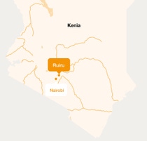 Karte von Kenia mit Standortbeschreibung von Ruiru.
