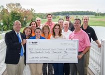 Ken Lane, President of BASF’s Catalysts Division (right, front row) and Phil Salerno, President of the Children’s Specialized Hospital Foundation (left, front row) are joined by members of the BASF golf tournament planning committee. The golf tournament raised $340,000 during a Sept. 29, golf tournament to benefit the hospital foundation. Ken Lane, President of BASF’s Catalysts Division (right, front row) and Phil Salerno, President of the Children’s Specialized Hospital Foundation (left, front row) are joined by members of the BASF golf tournament planning committee. The golf tournament raised $340,000 during a Sept. 29, golf tournament to benefit the hospital foundation.