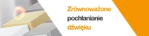 Grupa bloków piankowych w różnych bladych kolorach, przeznaczonych do ekologicznych rozwiązań wygłuszających. Nad blokami unosi się świetlny wir. Tekst brzmi: „Skuteczne wygłuszenie w zgodzie z naturą”.