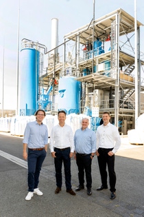 Von links nach rechts: Daniel Odenthal, COO ARCUS; Christoph Gahn, Vice President Chemical Recycling Business & Technologies BASF; Markus Klatte, CFO ARCUS; Stefan Strege, ChemCycling Projects Europe BASF.  Foto: BASF 2022