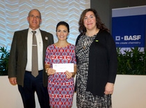 Pictured from left to right, Dr. Richard Corbett, Superintendent Roselle Public School District; Marianne Tankard, Principal Washington Elementary School; Molly Borst, Manager of Science Education, North America, for BASF.