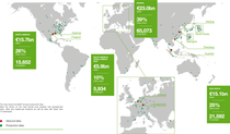 Regional footprint 2025. The map shows the BASF Group’s production sites. Regional footprint 2025. The map shows the BASF Group’s production sites.