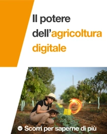 Una agricoltrice, con indosso una salopette e un cappello, tiene in mano un tablet mentre osserva le piante in un campo in una giornata di sole. Un vortice luminoso aleggia vicino al tablet. Sul lato sinistro dell’immagine, c’è un testo che recita: “Il potere dell’agricoltura digitale”. Una agricoltrice, con indosso una salopette e un cappello, tiene in mano un tablet mentre osserva le piante in un campo in una giornata di sole. Un vortice luminoso aleggia vicino al tablet. Sul lato sinistro dell’immagine, c’è un testo che recita: “Il potere dell’agricoltura digitale”.