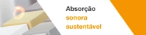 Um grupo de blocos de espuma em várias cores pálidas para uso em soluções à prova de som sustentáveis. Um redemoinho de luz paira acima dos blocos. O texto diz: “Absorção sonora sustentável.”