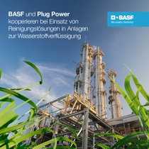 BASF hat eine Kooperationsvereinbarung mit Plug Power unterzeichnet, die den Einsatz innovativer Reinigungslösungen in den Anlagen zur Wasserstoffverflüssigung von Plug Power ermöglicht.
Foto: BASF