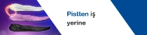 Yan yana dizilmiş üç ayakkabı iç tabanı. Metinde “Yarış pistten iş yerine.” yazıyor. Yan yana dizilmiş üç ayakkabı iç tabanı. Metinde “Yarış pistten iş yerine.” yazıyor.